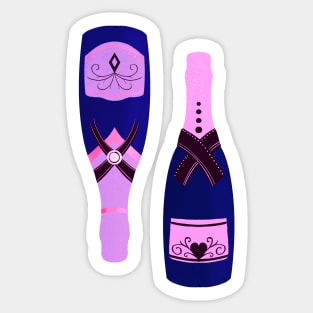 Pink and purple champagne bottles Sticker